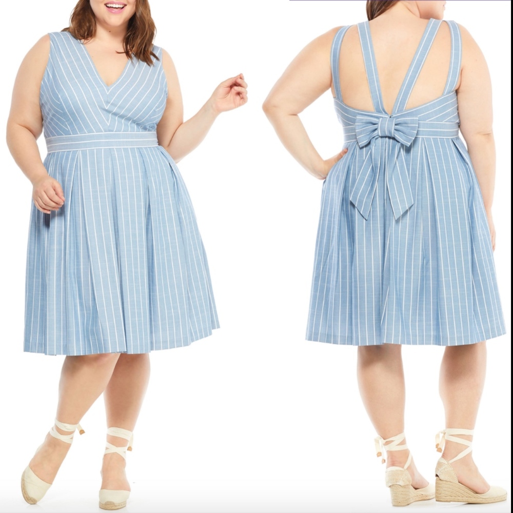NEW Gal meets Glam Stripe Fit Flare dress plus 20